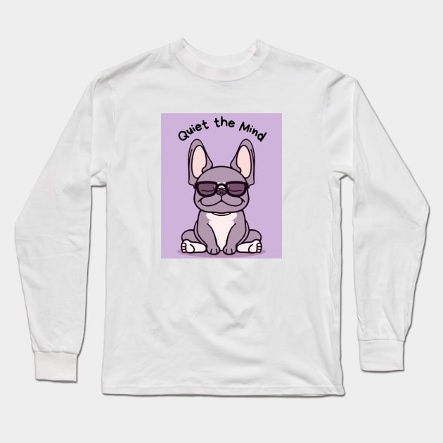 Kawaii Cute Yoga Meditating bullgod Long Sleeve T-Shirt by AdaMazingDesign